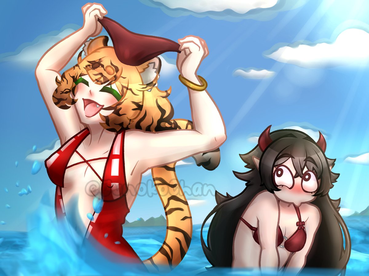 Summer Art 2025 ! 🌴☀️
"- Oops you forgot something !"
#fanart #vtuber #summer