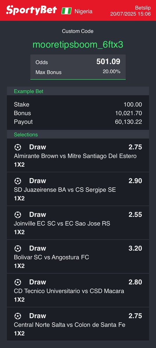 Sportybet’s Code 👉MooreTipsBoom_6FTX1 

Sportybet’s Code 👉MooreTipsBoom_6FTX2

Sportybet’s Code 👉MooreTipsBoom_6FTX3
