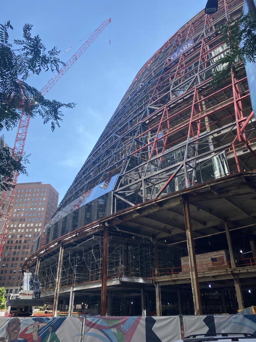 BlairKamin's tweet image. The new curtain wall emerges at the former Thompson Center and future Google offices in Chicago.