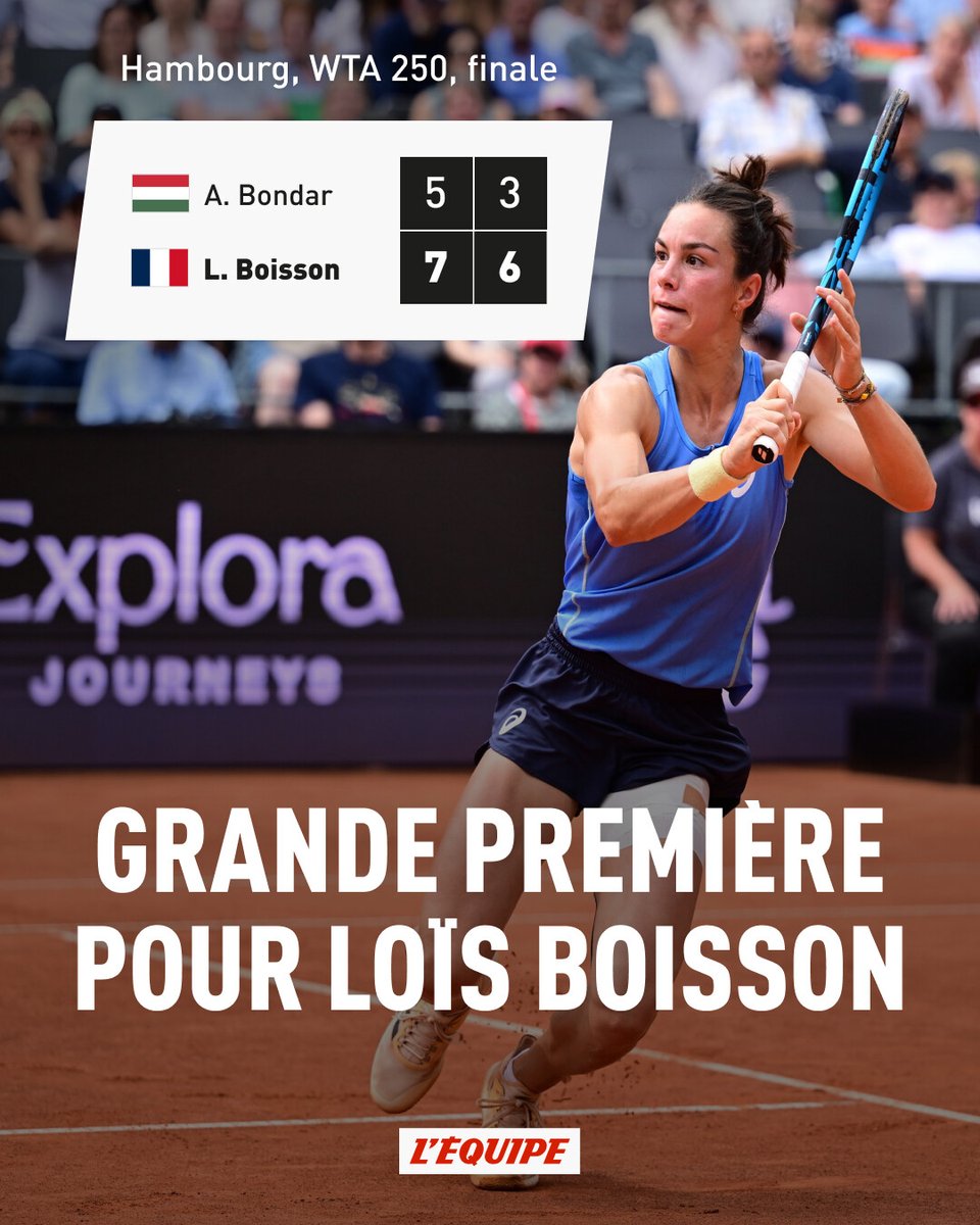 Demi-finaliste surprise de Roland-Garros, Loïs Boisson a décroché moins de deux mois plus tard son premier titre WTA à Hambourg. La Française de 22 ans intégrera lundi le top 50.
➡️ l.lequipe.fr/Hi8