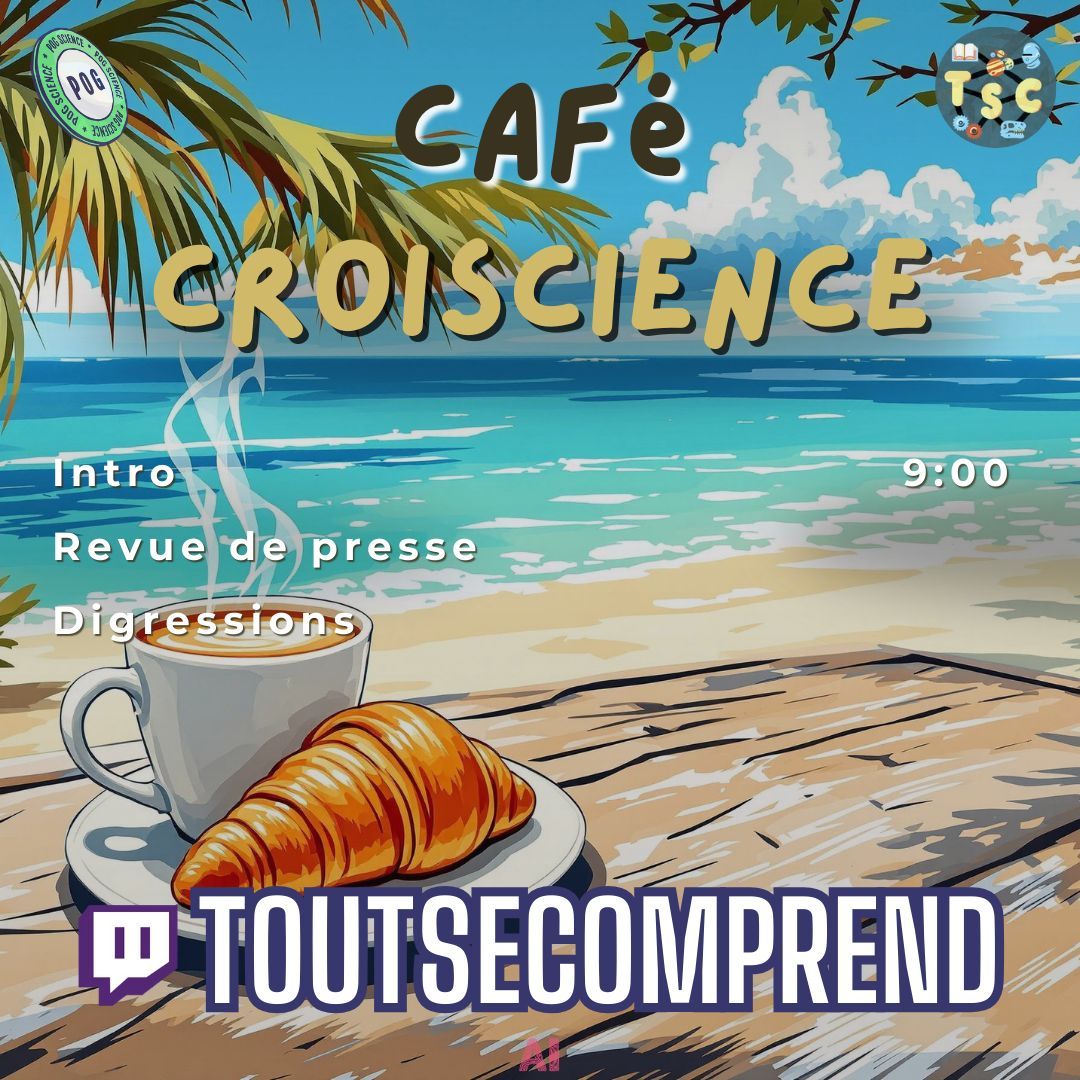 PogScience's tweet image. ☕🥐 Demain 9h, Robin Isnard vous attend pour le #cafécroiscience sur #Twitch
🗞 Au programme, revue de presse et analyse d&apos;articles de presse scientifique.

➡️ twitch.tv/toutsecomprend

#vulgarisation / #Science y