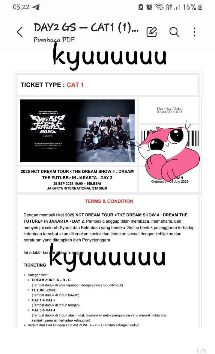 Jeonhrdn98's tweet photo. WTS / WANT TO SALE

NCT DREAM
The Dream Show 4 in Jakarta

Day 2 (28 September)
Cat 1 (1 tix)

💸 Jual harga web
✅ Gensale

‼️NOT ORIGINAL PRICE‼️

t. WTS TDS4 Opening Jakarta Trusted
#tds4injakarta https://t.co/J3UoCSi95J