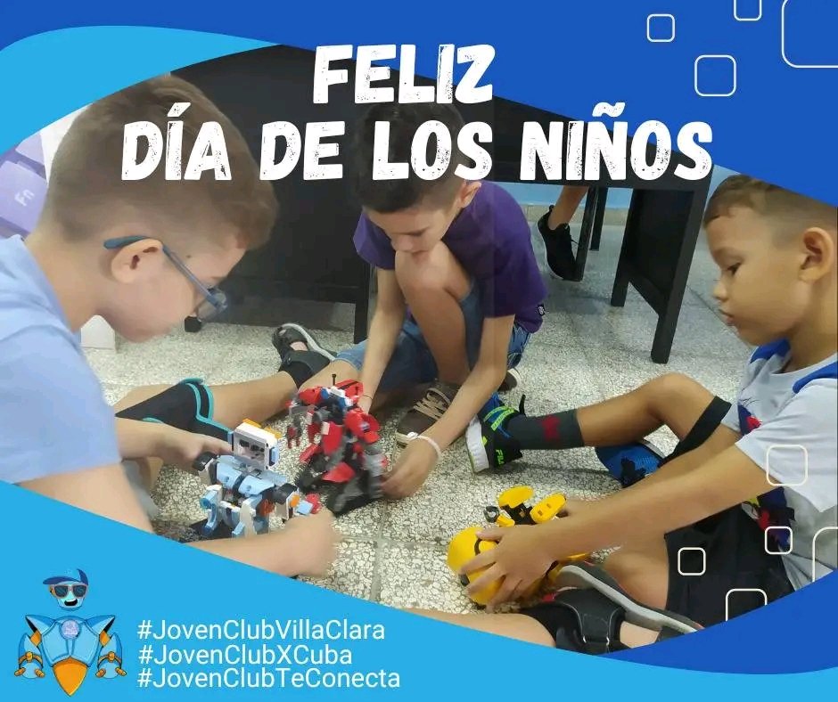 Feliz Día de los Niños! 🎉✨
✨Hoy, celebramos con todo el corazón a los más pequeños: la alegría, el futuro y la razón de ser de nuestra institución. 
#JovenClub,  siempre ha tenido un lugar especial para ustedes.💻🤖
#JovenClubVillaClara #JovenClubTeConecta #JovenClubEnVerano