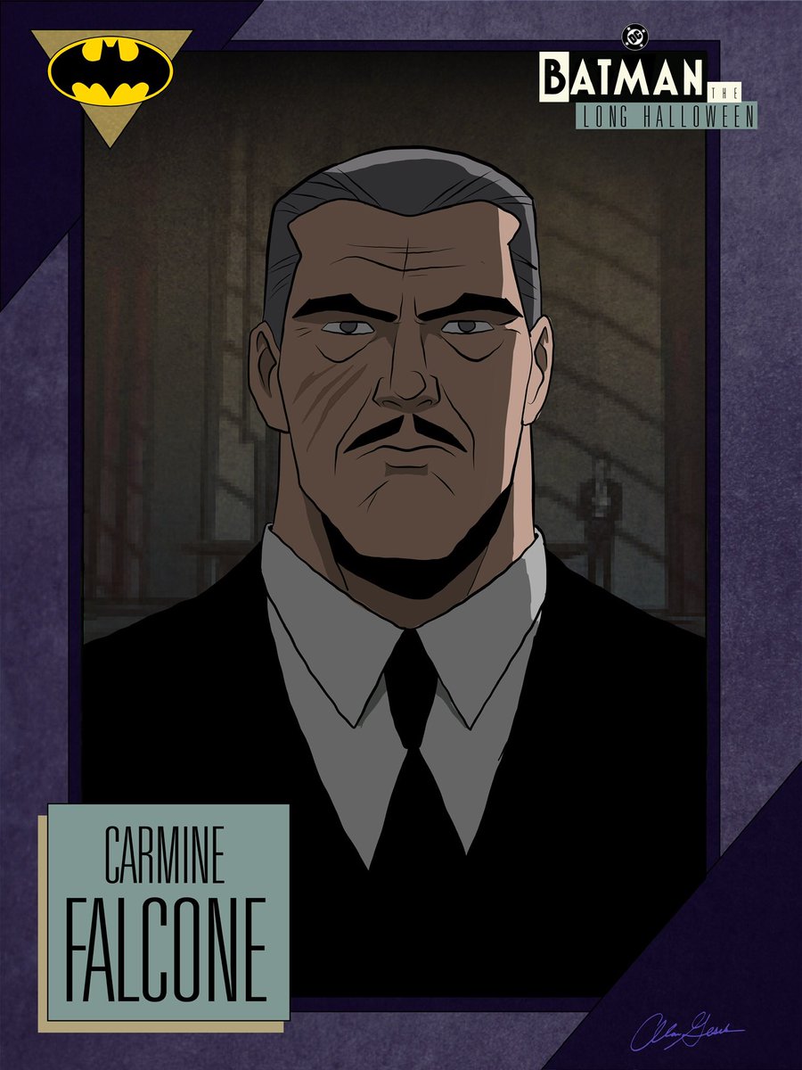 Here is a new #digitalart of <a href="/welliver_titus/">TitusWelliver</a> as #carminefalcone from the awesome #batmanthelonghalloween 🎃 animated adaptation of the classic story.

#adobeillustrator #ipadproart Inspired by retro <a href="/DCOfficial/">DC</a> #tradingcardart 🎨 #batmanart #longlivethebat