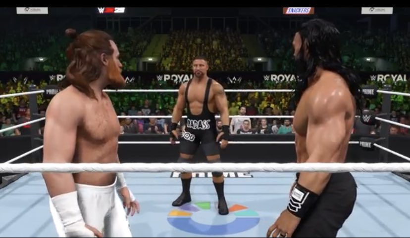 boredroomK's tweet image. this should be the final 3 in the royal rumble this year