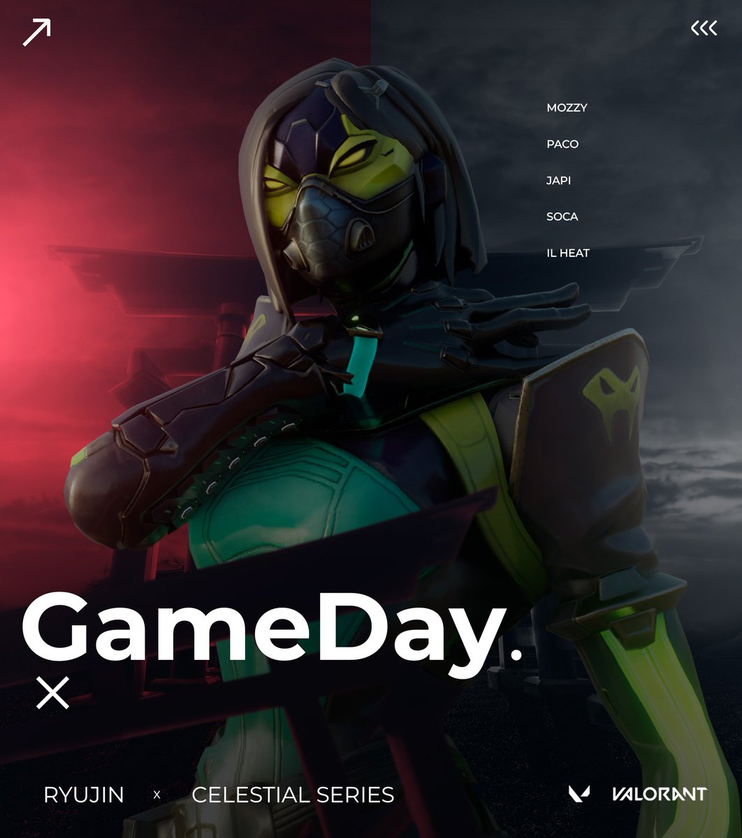 Team Ryujin (@teamryujines) on Twitter photo GAME DAY | #VALORANT
CELESTIAL SERIES | GRUPO A
๐| <a href="/celestial_emea/">Celestial Series</a>
โฐ| 17:15
๐น | twitch.tv/celestial_seriโฆ
๐ |<a href="/_Infinity_es/">Infinity eSports</a>
๐ฟ๐๐๐๐๐๐๐๐
โฆ๏ธ<a href="/socavlr/">soca</a>
โฆ๏ธ<a href="/JaPivlr/">JaPi</a>
โฆ๏ธMozzy
โฆ๏ธpaco
โฆ๏ธ<a href="/heatzinn/">Il heat</a>
#GoRyujin โค๏ธ๐ค GAME DAY | #VALORANT
CELESTIAL SERIES | GRUPO A
๐| <a href="/celestial_emea/">Celestial Series</a>
โฐ| 17:15
๐น | twitch.tv/celestial_seriโฆ
๐ |<a href="/_Infinity_es/">Infinity eSports</a>
๐ฟ๐๐๐๐๐๐๐๐
โฆ๏ธ<a href="/socavlr/">soca</a>
โฆ๏ธ<a href="/JaPivlr/">JaPi</a>
โฆ๏ธMozzy
โฆ๏ธpaco
โฆ๏ธ<a href="/heatzinn/">Il heat</a>
#GoRyujin โค๏ธ๐ค