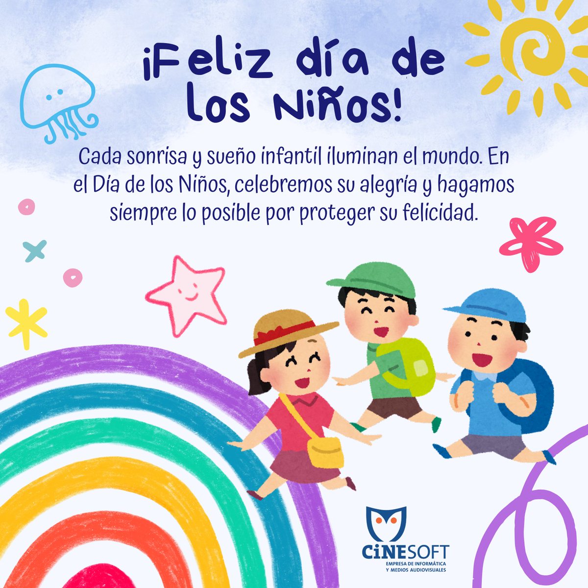 Hoy celebramos a quienes son la semilla del mañana. Niñas, niños y jóvenes que hacen de #Cuba un país más justo, alegre y solidario. Desde #CiNESOFT, seguimos apostando por una #infanciafeliz con respeto, inclusión y amor. 💙 ¡Feliz día! 

<a href="/OPJMCuba/">OPJM Cuba</a>
 <a href="/UNICEFCuba/">UNICEF Cuba</a>