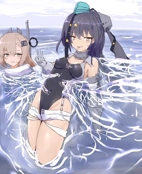 スキャンプ+ワフー 間違えてワフーを描きだしてしまったので+2h 許して。 #艦これ版深夜の真剣お絵描き60分一本勝負 #艦これ版真剣お絵描き60分一本勝負_20250720
