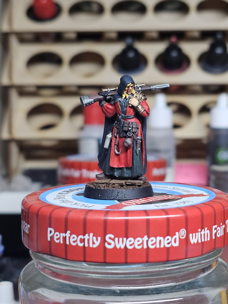 Sorry I haven't posted anything in like a week. Life decided to slow me down a bit, but it's all good now.
Here is my Sniper Prioress, Avis! Got a campaign game this afternoon and wanted to get her ready to snap some heads back with her god aimed shots!

Also, would anyone like