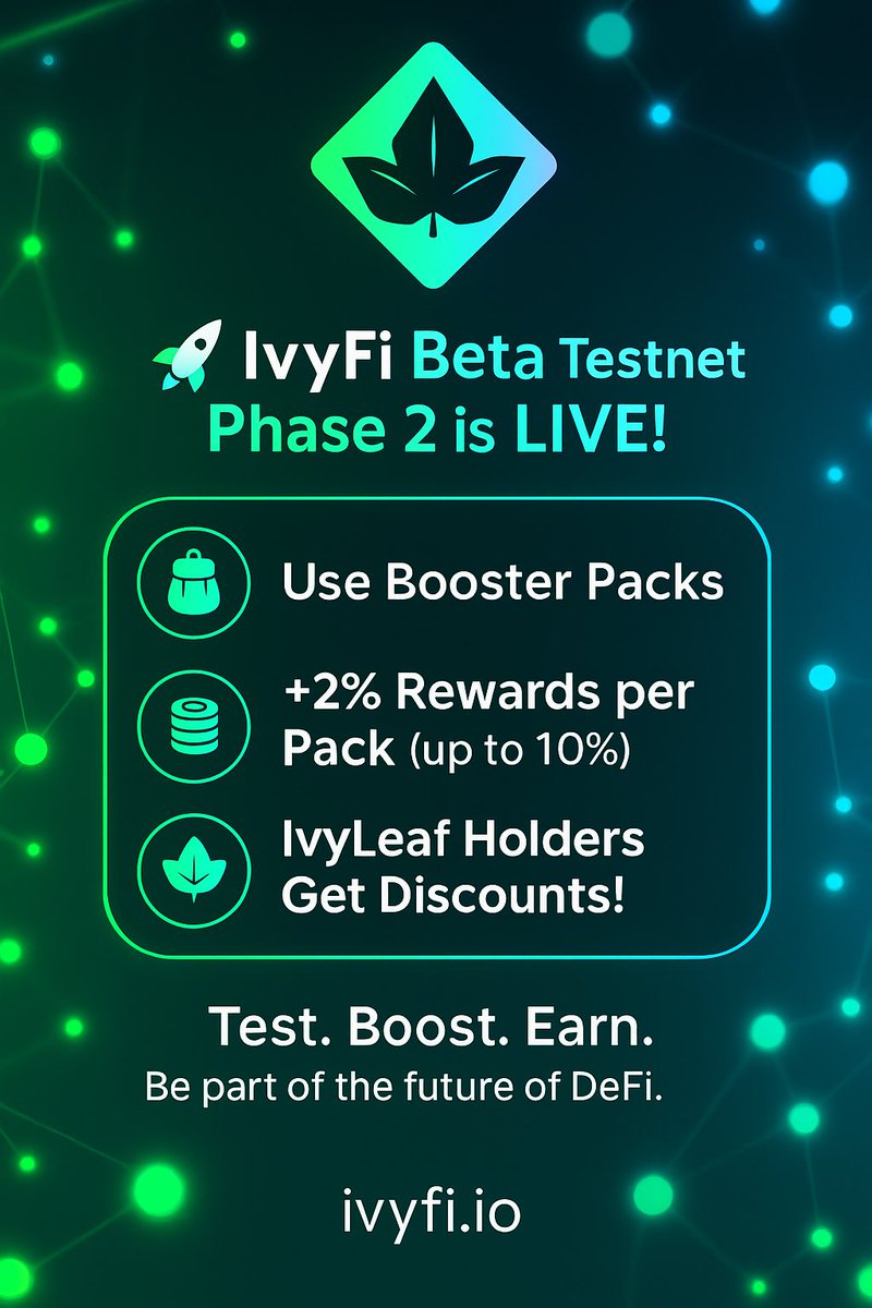 Hormosorla's tweet photo. 🚀 Phase 2 of IvyFi’s Beta Testnet is officially LIVE!
Your feedback is very important to us🌿❤️
Join the Discord:
- Complete testing (guide on discord)
- Complete the feedback form (link in guide)
Done ✅ = Testnaut NFT
Discord: https://t.co/1ylZQThQXA
#IvyFi #BetaTestnet https://t.co/UXQ1YBnt7R