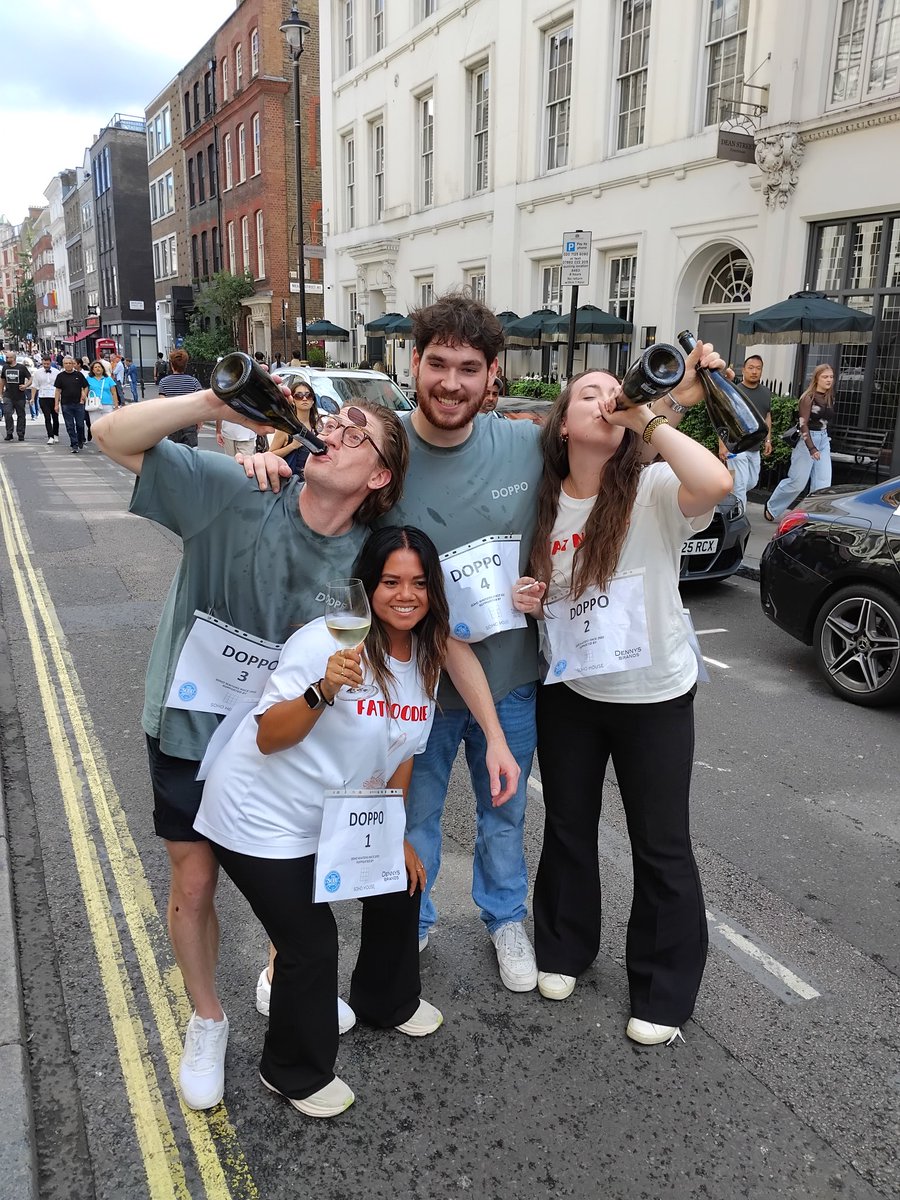 TimBryars's tweet image. Here to support friends at the annual Soho Waiters' Race. So close! Months of training, next year it's Doppo for the win. Congratulations everyone.