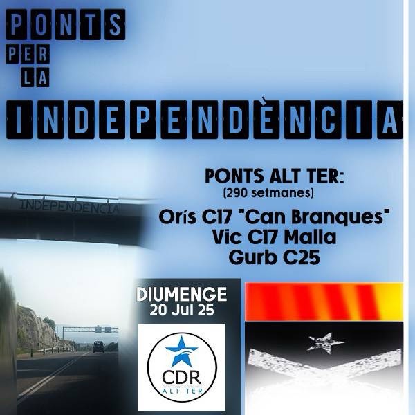 🔴 290 Seguim una setmana més. #PONTSperLaINDEPENDÈNCIA

PERSISTIM en la lluita per la LLIBERTAT de CATALUNYA.
Fem visible que no normalitzem l'ocupació i que seguim lluitant per la #independència!
#ForaBorbonsDeLaNostraTerra

📍#ORÍS: C17
📍#GURB: C25
📍#VIC: C17