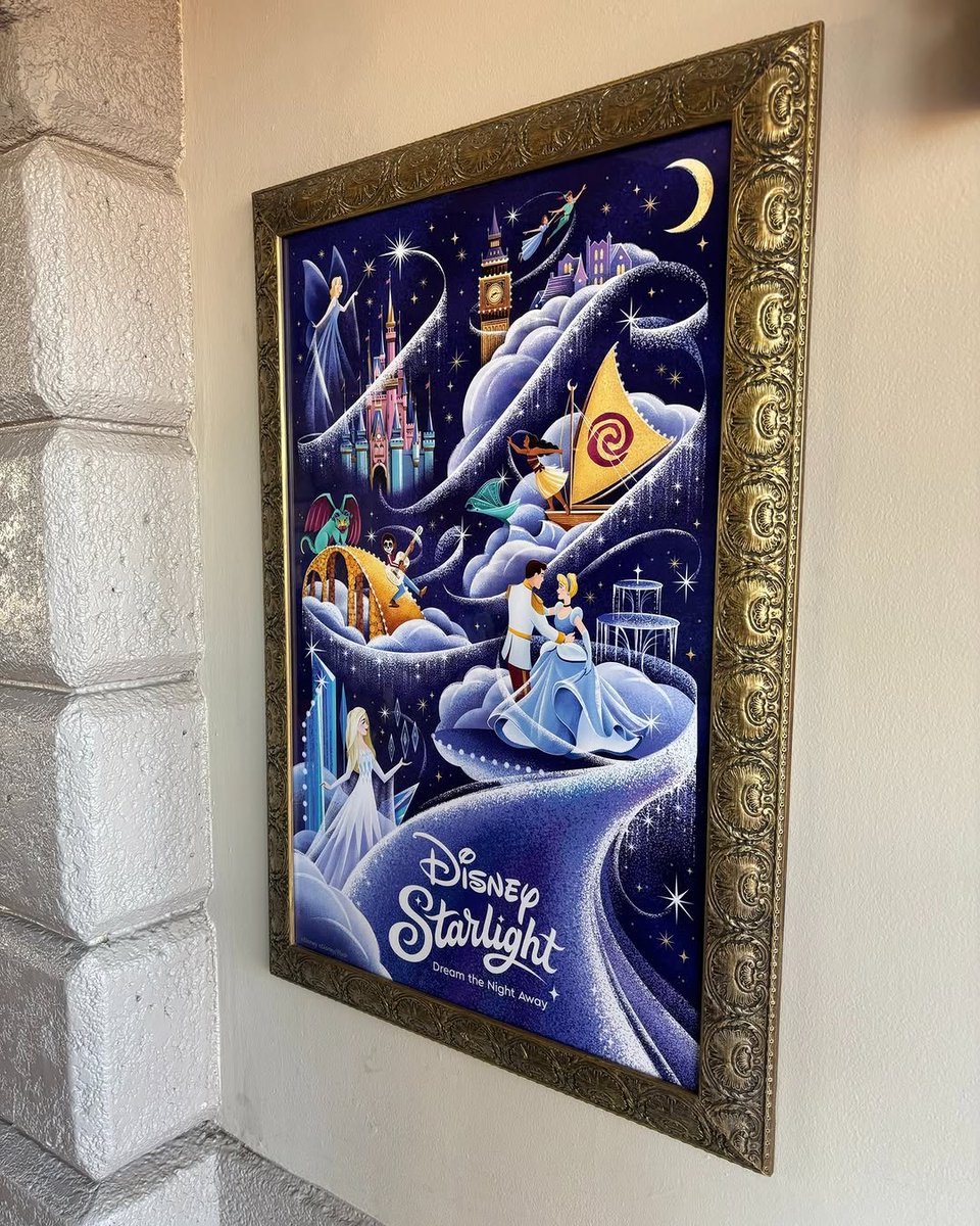 DrewDisneyDude's tweet image. The Disney Starlight: Dream the Night Away poster has been installed under the Main Street, U.S.A. train station at Magic Kingdom! ✨️