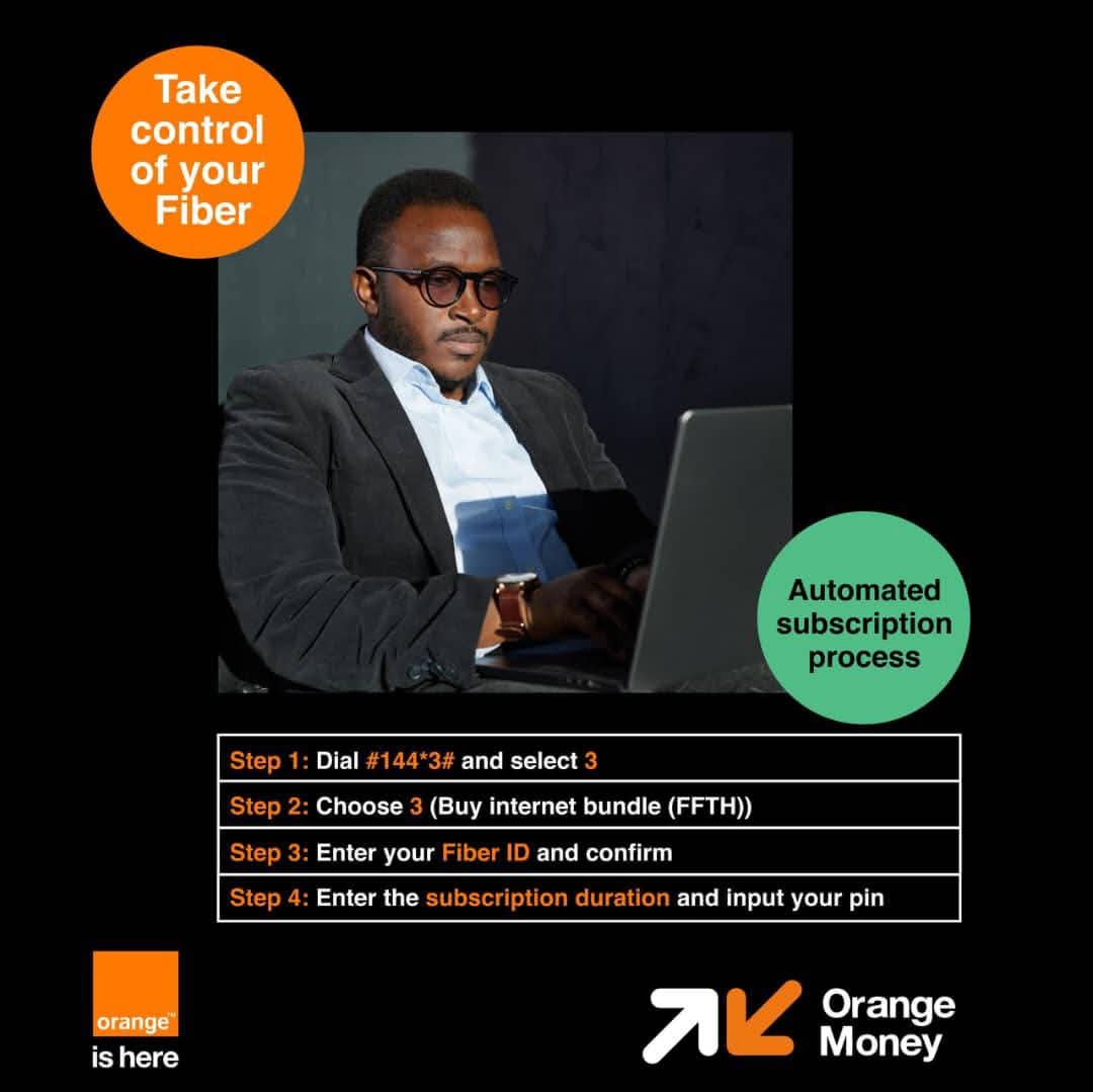 PeterKobba9's tweet image. Fiber Subscription - Do it Yourself, Instantly
Take control of your fiber subscription. No more delayed activation. Just follow these simple steps:
1. Dial #144*3# and select 3
2. Choose 3 (Buy internet bundle)
3. Enter your Fiber ID and confirm