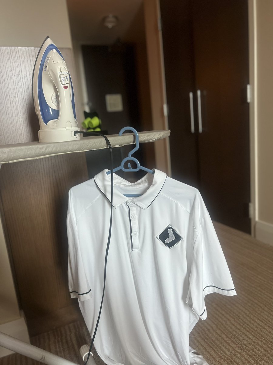 Plesac19's tweet image. Let’s go for the hat trick Sox fans … lucky @whitesox polo pressed and ready to go to work … Sox go for the sweep in the “Burgh” today ..12:30pm CT first pitch on @CHSN__ … did not send out to dry clean … same seats, keep the mojo goin… decided against getting it cleaned ……