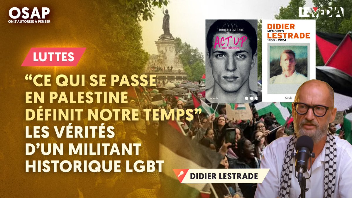 LeMediaTV's tweet image. LE VÉRITÉS D'UN MILITANT HISTORIQUE LGBT : ACT UP, TÊTU, LA PALESTINE...
#DidierLestrade, co-fondateur d'#ActUp puis de #Têtu, publie ses Mémoires. "Ce qui se passe en Palestine définit notre temps", dit-il. Entretien sans concession avec #JulienThéry 👇
lemediatv.fr/emissions/2025…