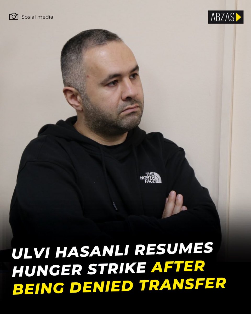 FreeAbzasMedia's tweet image. The director of @AbzasMedia @UlviHasanli, announced during a meeting with his family today that he is starting an indefinite hunger strike.
He addressed the public with the statement.
Read the statement: shorturl.at/ZUBe6