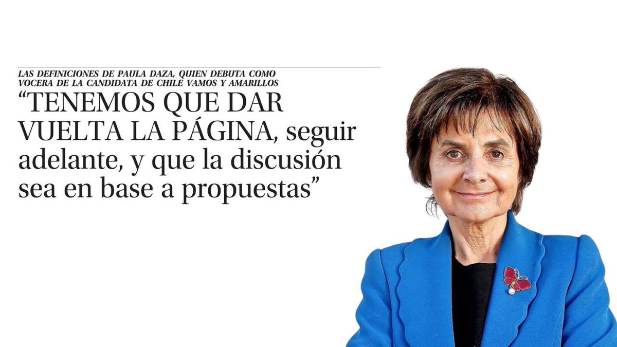 Evelyn Matthei (@evelynmatthei) on Twitter photo La Dra <a href="/pdazan/">Paula Daza</a> lo deja claro: en esta campaña se habla con ideas, no con descalificaciones.
“Tenemos que dar vuelta la página y que la discusión sea en base a propuestas”.
Gran entrevista de nuestra vocera, con quien desde mañana estaremos en terreno, dando a conocer nuestras La Dra <a href="/pdazan/">Paula Daza</a> lo deja claro: en esta campaña se habla con ideas, no con descalificaciones.
“Tenemos que dar vuelta la página y que la discusión sea en base a propuestas”.
Gran entrevista de nuestra vocera, con quien desde mañana estaremos en terreno, dando a conocer nuestras