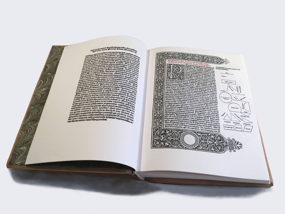 AHomelyHouse's tweet image. Good morning! Here's another one from the school shelf collection: Euclid's Elements in Latin, with the Ratdolt woodcuts.