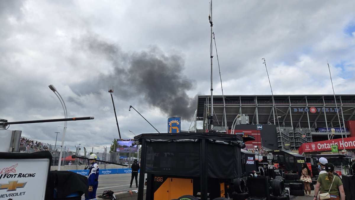 Well this isn't good...
Something is on fire on the west side of BMO field. No clue as to what or where exactly. Im on the east side of the field in pit lane.