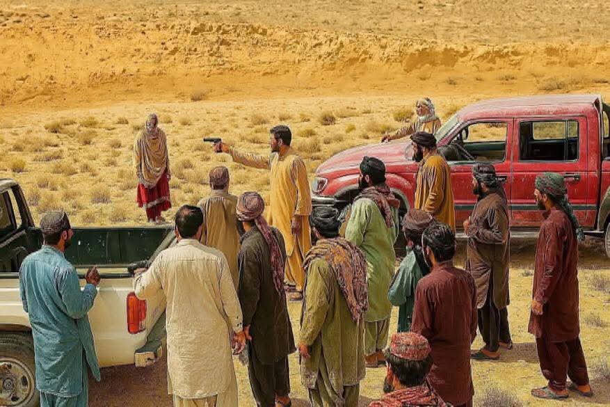 AnasHidayat04's tweet photo. She married on her will, later on jirga sat and decided to kill both husband and wife 💔.

People took them to desert area and killed them. Video went viral on Social Media. 
#Balochistan https://t.co/povaJKcSdS