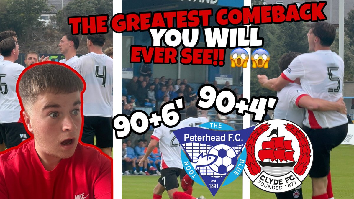 lmcvlogs's tweet image. THE GREATEST COMEBACK YOU WILL EVER SEE! ๐ฑ
๐ >>> youtu.be/ODrVo9n8j7k?siโฆ
#SPFL #Clyde #Peterhead #ScottishFootball