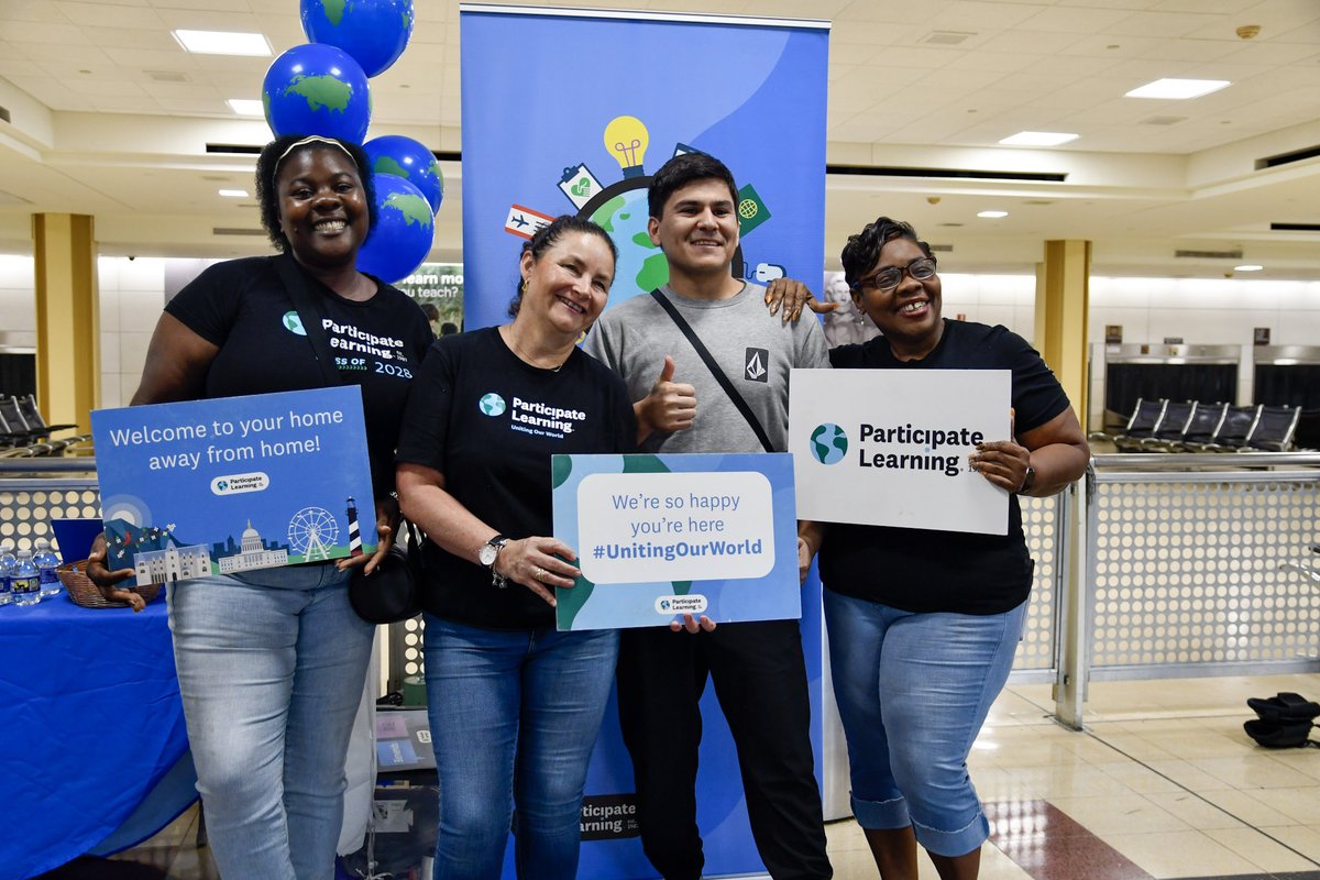 ParticipateLrng's tweet photo. The wait is over—some of our newest #AmbassadorTeachers arrived in the U.S. yesterday, kicking off their five-year cultural exchange through the BridgeUSA program! ✈️🌍

After long flights and big emotions, they were greeted with cheers, signs, and a team ready to welcome them not just to the U.S., but into a supportive community that’s been waiting for them.

Today, they’ll check in, settle in, and head out on a bus tour around D.C.—the first full day of Arrival Orientation and the perfect start to this exciting new chapter.

We’re so glad they’re here. Let the adventure begin! 🇺🇸🚌💙
