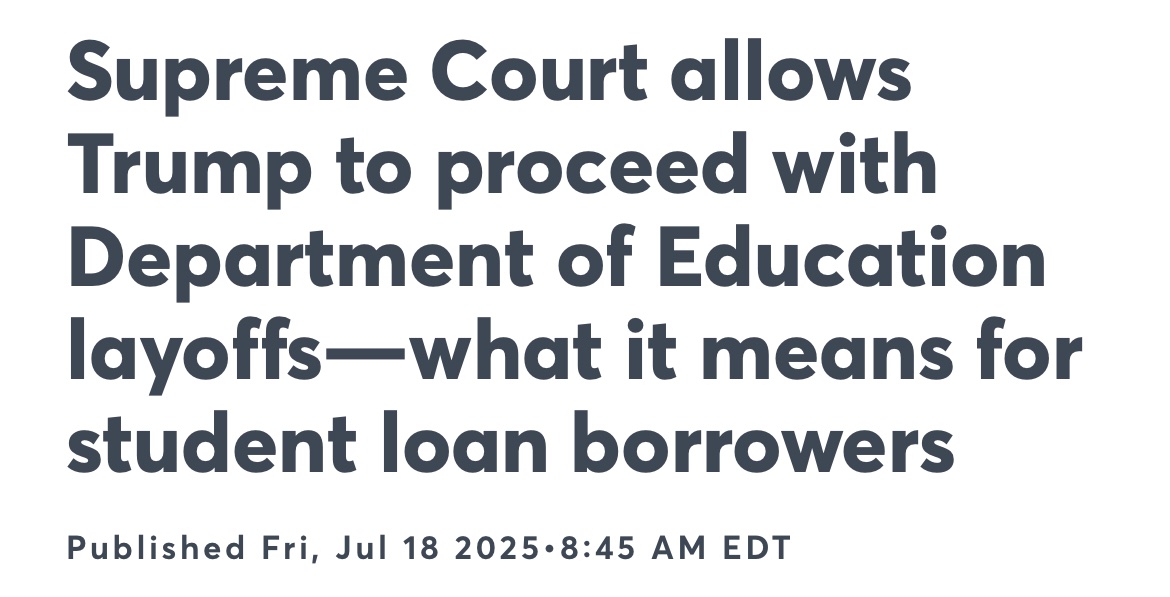 DavidMMcintosh's tweet image. SCOTUS rules that President Trump can continue with planned layoffs at the Department of Education.
Good! Gut it!