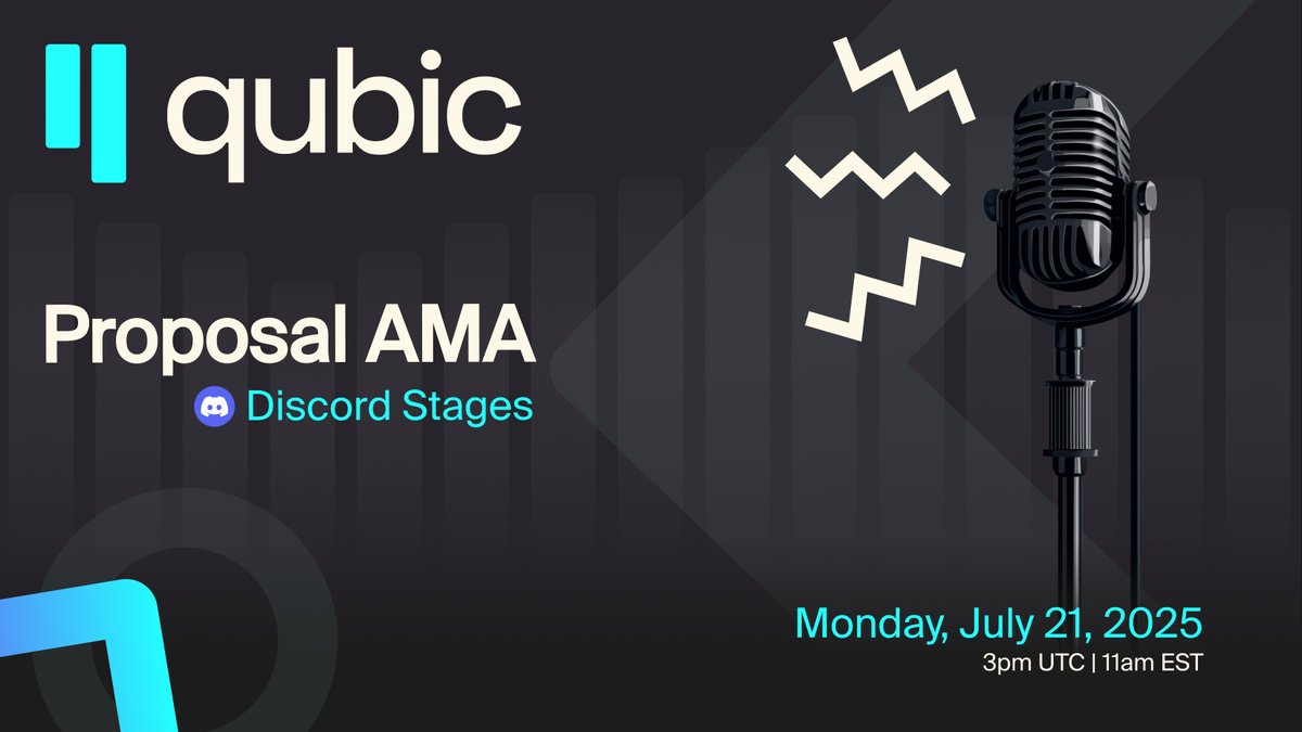 Qubic (@_qubic_) on Twitter photo Several Qubic proposals incoming and the team will be presenting them:
CCF Proposal Exchange Listings <a href="/albefero/">Alber ױ</a>
CCF Proposal Ecosystem Team <a href="/albefero/">Alber ױ</a>
CCF Proposal Strategy & Operations <a href="/talentnodes/">Talentnodes</a>
Proposal Qubic USA - RareEvo <a href="/EvandoN/">Evando do nascimento</a>
Tune in on Discord. Link below⏬ Several Qubic proposals incoming and the team will be presenting them:
CCF Proposal Exchange Listings <a href="/albefero/">Alber ױ</a>
CCF Proposal Ecosystem Team <a href="/albefero/">Alber ױ</a>
CCF Proposal Strategy & Operations <a href="/talentnodes/">Talentnodes</a>
Proposal Qubic USA - RareEvo <a href="/EvandoN/">Evando do nascimento</a>
Tune in on Discord. Link below⏬