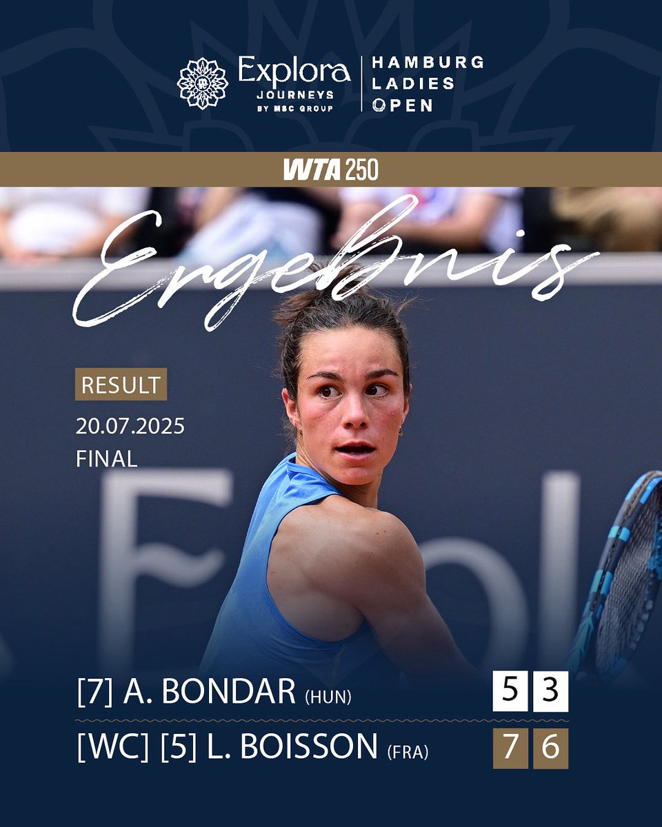 Final match result - @loisboisson takes the crown! 👑 

#mschamburgladiesopen #wtahamburg #tennis #hamburg #hamburgactivecity #wta