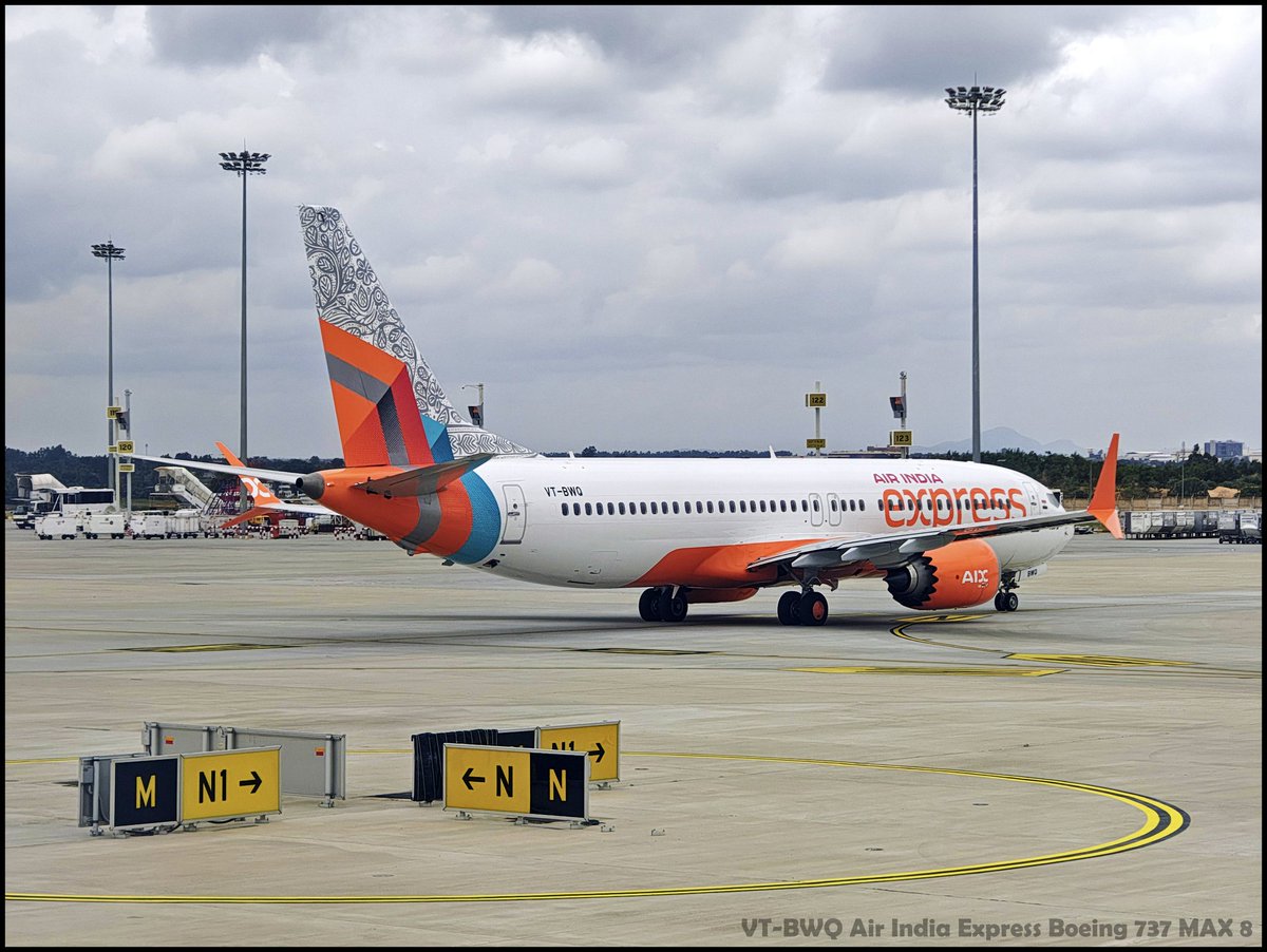 shivendra__s's tweet image. VT-BWQ, @AirIndiaX @BoeingAirplanes 737 MAX 8 at @BLRAirport 

@khabri_lal 
@dipalay