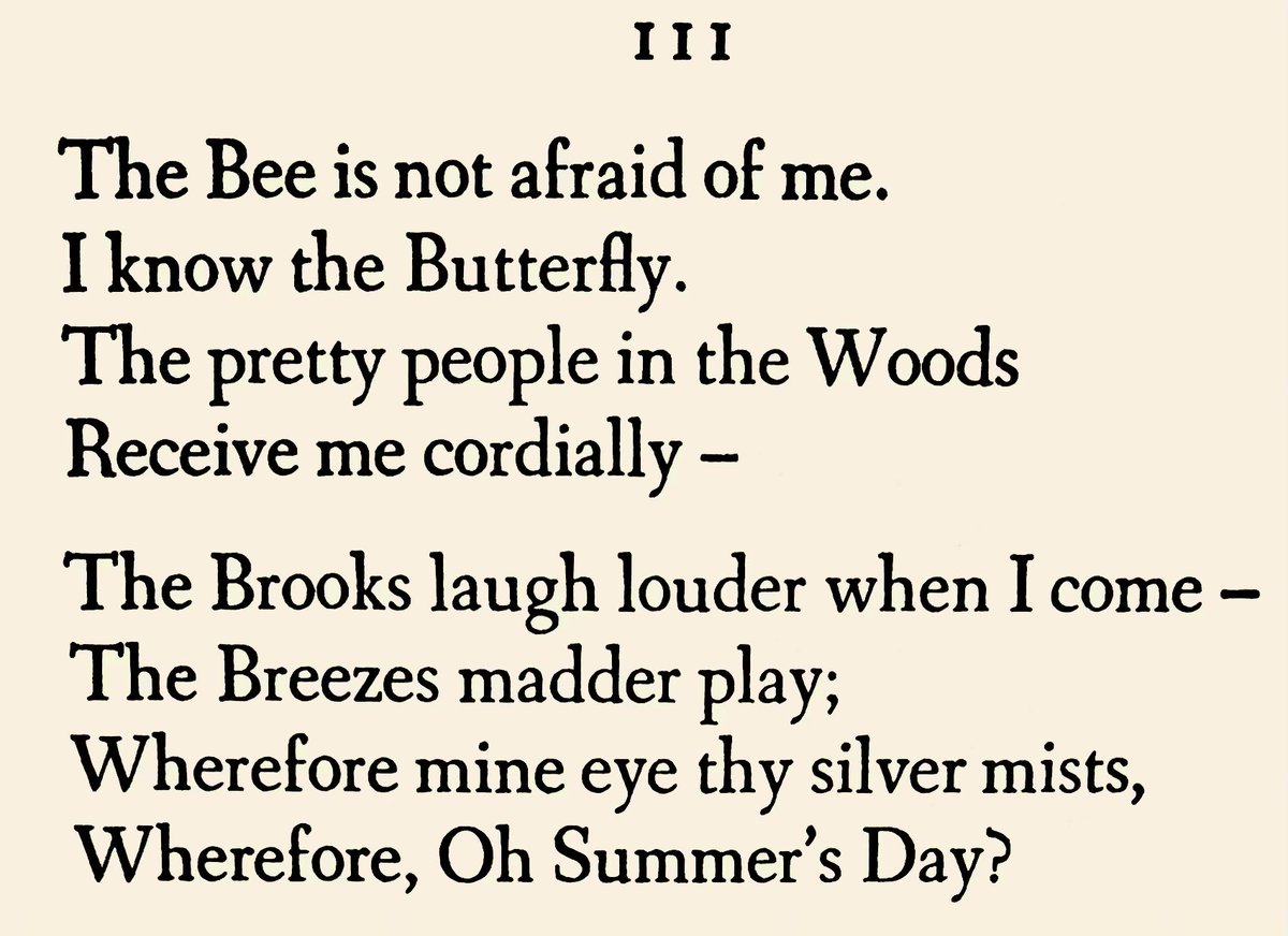 DemocritusSr's tweet image. Emily Dickinson, "The Bee is not afraid of me" #poetry