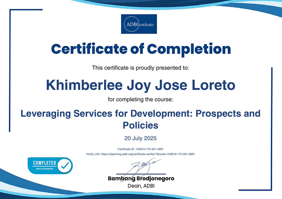 Khimberlee Joy Jose Loreto (@mskhimloreto) on Twitter photo 20 July 2025
Effective Leadership
HP LIFE Program
Leveraging Services for Development: Prospects and Policies
<a href="/ADBInstitute/">Asian Development Bank Institute</a> 20 July 2025
Effective Leadership
HP LIFE Program
Leveraging Services for Development: Prospects and Policies
<a href="/ADBInstitute/">Asian Development Bank Institute</a>
