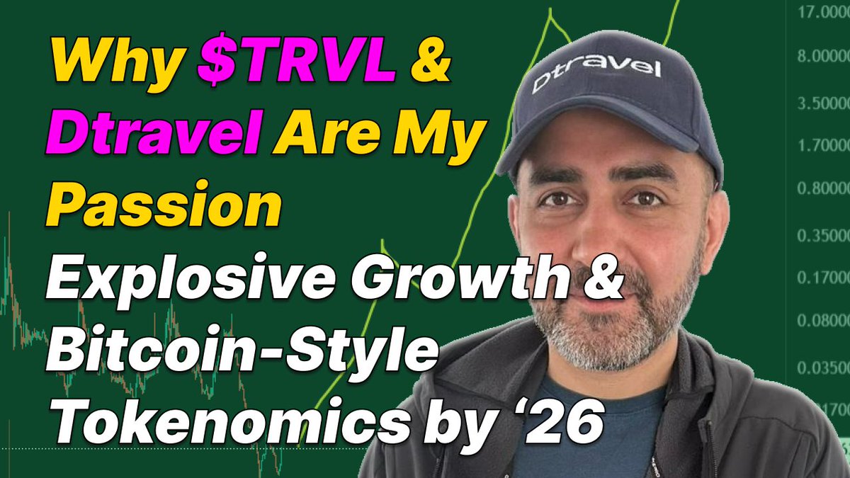 🚀$TRVL up 60% since July 6! 
<a href="/DtravelDAO/">Dtravel 📍</a> 's 5,226 listings in 138 countries &amp; my Bitcoin-style tokenomics vision could drive it to 30¢+ by 2026 (3000%+). 
Join the decentralized future! Watch: link below 👇🏼👇🏽👇🏾👇🏿