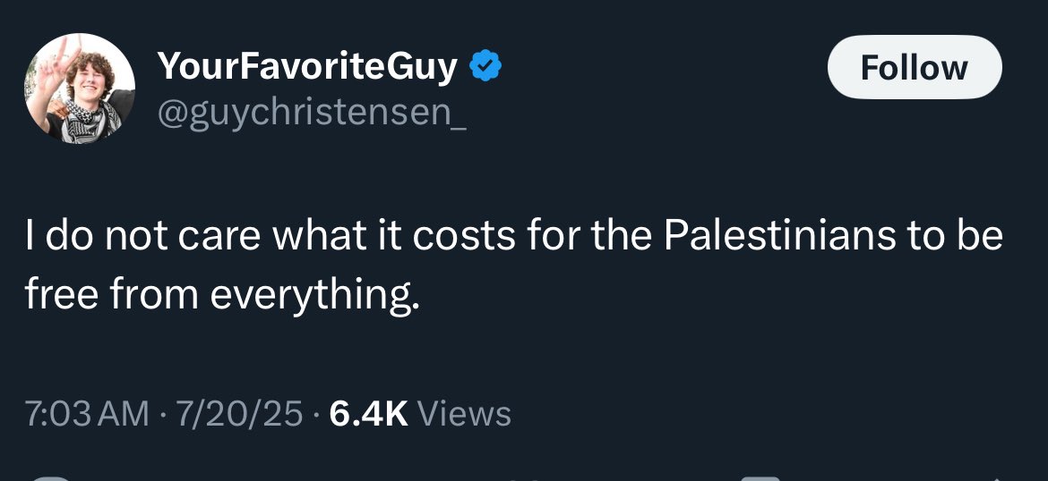 Jonathan_Elk's tweet image. White boy is willing to keep the war going and the Palestinians suffering?
He’s no different than all of Hamas leaders, sacrificing all the Palestinians for their blood thirst