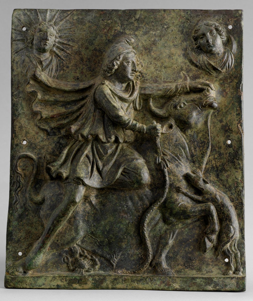 resclassicae's tweet image. Bronze plaque of Mithras slaying the bull, Roman, 2nd–3rd century AD, Metropolitan Museum of Art.