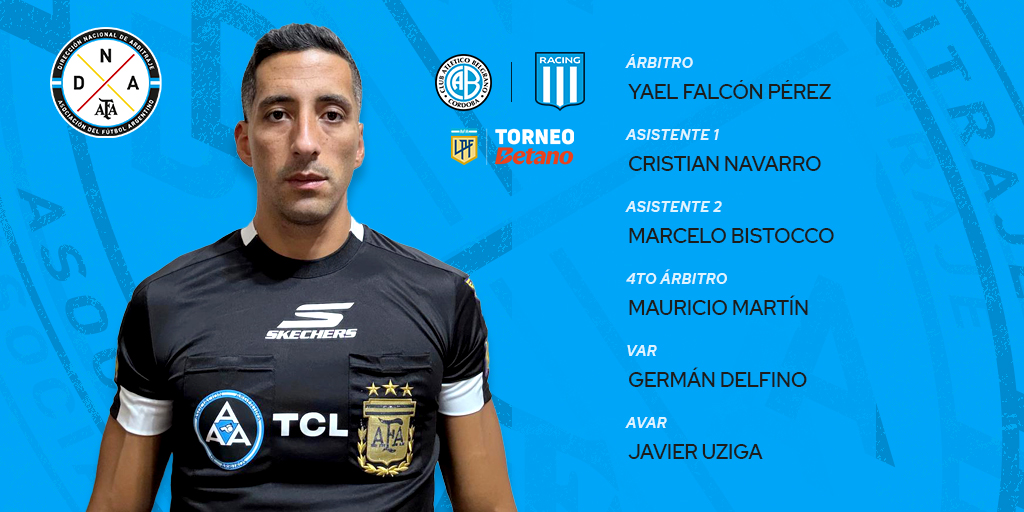 ArbitrajeAFA's tweet image. 🏆 #TorneoBetano
🗓 Fecha 2
⚽ @Belgrano - @RacingClub
⏱ 19
🧑⚖️ Cuerpo arbitral 👇
