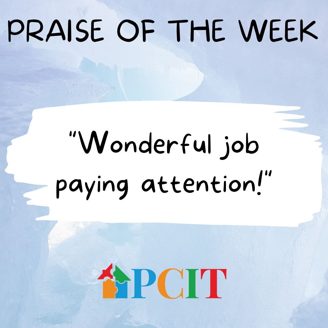 PCIT_Inc's tweet image. PRAISE OF THE WEEK: &quot;Wonderful job paying attention.&quot; Labeled praises let your child know exactly what they are doing well. They increase self-esteem and make children feel good. For more information on PCIT skills visit: parentchildinteractiontherapy.com/what-is-pcit