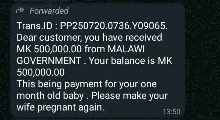SamNavaya's tweet image. Akutitu zayambika uku.
Boma la Chakwera kugawa 500pin kwa every child born in the country 🤣