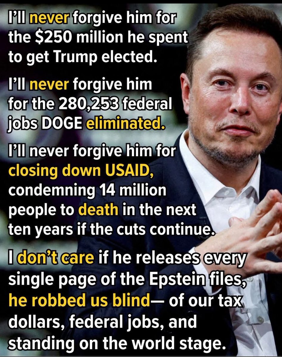 fucktrumpnMAGA's tweet image. @elonmusk you will never win an election because nobody trusts you. You destroyed America in less than a 100 days. You are never forgivable in f what you have done to this country with your greed
