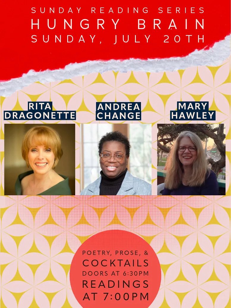 HungryBrainChi's tweet image. Sunday Reading Series: Poetry, Prose, & Cocktails featuring Rita Dragonette, Andrea Change, & Mary Hawley. Doors; 6:30, Readings: 7pm. FREE!