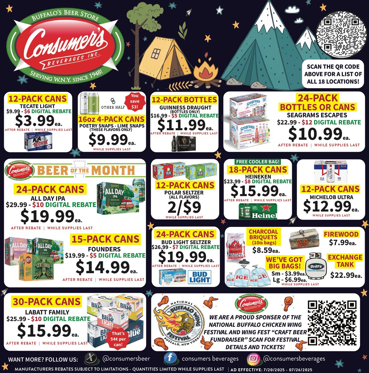 ConsumersBeer's tweet image. It’s Sunday Funday🍻Check out our current ad running from now until 7/26 for the best deals at Buffalo’s Beer Store! And watch out for ticket giveaways for this year’s National Buffalo Wing Festival….