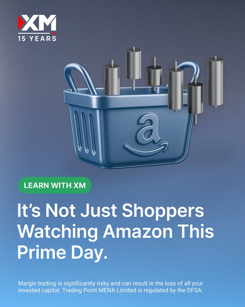 XMMENA's tweet image. Everyone’s watching Prime Day...
But not just for the deals. 👀
What could it mean for Amazon’s stock price?
#XMMENA #LearnWithXM #Amazon #Stocks #Trading #PrimeDay