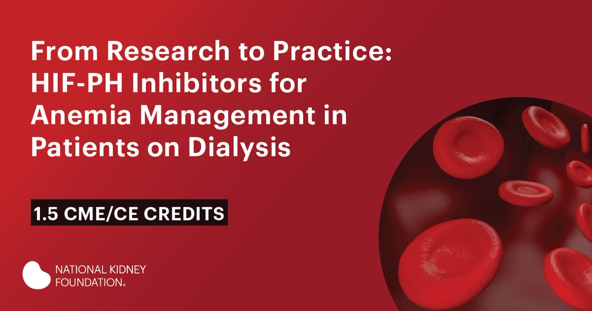 NKF_NephPros's tweet image. For patients with CKD on dialysis, the introduction of HIF-PH inhibitors presents a new treatment option for anemia in an area where relatively few options exist. Are you up to date on the most recent clinical trial data?
Complete the activity for credit: bit.ly/4n1zh4G