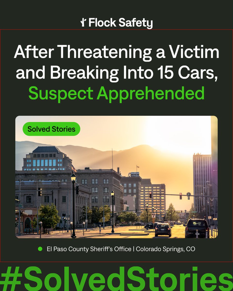 Flock_Safety's tweet image. Flock Safety cameras helped El Paso County deputies and partner agencies locate a stolen vehicle tied to a series of break-ins and gunfire, leading to the arrest of a 17-year-old suspect after a foot chase.
bit.ly/410idmj