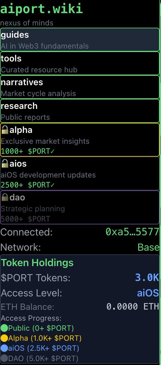 preview: exclusive content tiers ready 👑

Alpha | aiOS | DAO content waiting for verified holders
2 days to unlock 🔐
