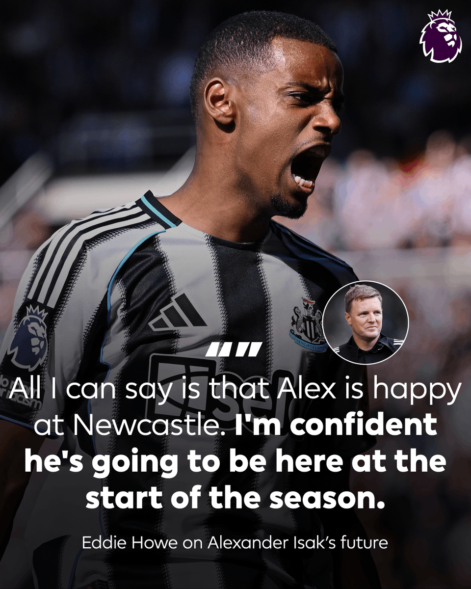 Eddie Howe has spoken on the future of @NUFC's superstar striker, Alexander  Isak 💬 Read Howe's quotes on Isak in full: https://t.co/bRibY1Pyng, image size:960x1200
