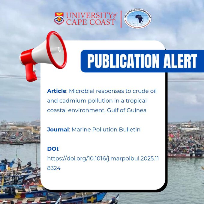 Africa Higher Ed. Centers of Excellence-ACE Impact (@the_aceproject) on Twitter photo The <a href="/ccm_ucc/">Centre for Coastal Management</a> shares new research on microbial response to crude oil & cadmium in the Gulf of Guinea. Co-authored by experts from Africa & Europe, the study sheds light on marine pollution impacts.
Read here: tinyurl.com/4cvnn63d
#MarinePollution #CoastalResearch #ACEImpact The <a href="/ccm_ucc/">Centre for Coastal Management</a> shares new research on microbial response to crude oil & cadmium in the Gulf of Guinea. Co-authored by experts from Africa & Europe, the study sheds light on marine pollution impacts.
Read here: tinyurl.com/4cvnn63d
#MarinePollution #CoastalResearch #ACEImpact
