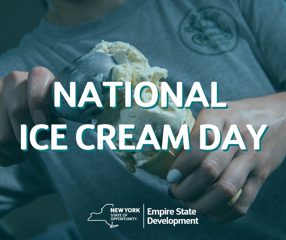 EmpireStateDev's tweet image. New York’s dairy industry supports thousands of jobs and fuels local economies—so this #NationalIceCreamDay, enjoy a scoop made with fresh, local milk and celebrate one of our state’s most vital ag sectors! 🐄🍦Learn More: on.ny.gov/4lxsjTU