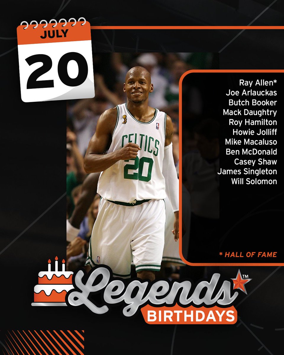 NBAalumni's tweet image. Join us in wishing a HAPPY BIRTHDAY to these #NBA and #WNBA Legends including @Hoophall Inductee Ray Allen 🎉
#LegendsofBasketball #NBABDAY #WNBABDAY